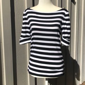 Ralph Lauren Black and White Striped Cotton Top